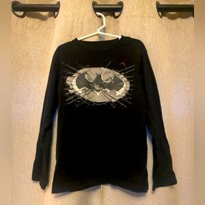 Batman Kids Black Long Sleeve Tee with Iconic Logo, Size Small!!